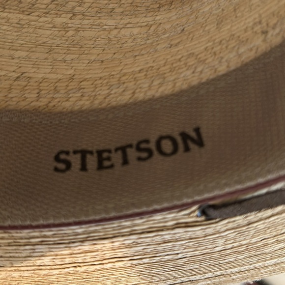 Stetson Cowboy Hat Large Bryce Mexican Palm Straw Natural Strap Ranch Western - Picture 4 of 8